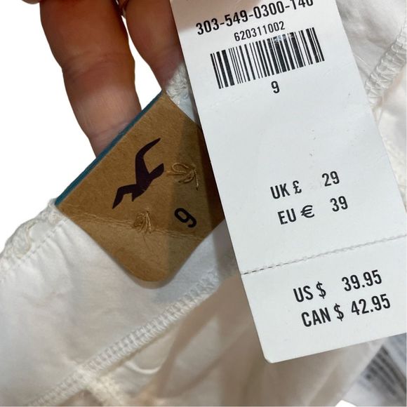 Hollister High Rise Lace Off White Shorts with Zip Closure Sz 9 - Picture 5 of 8